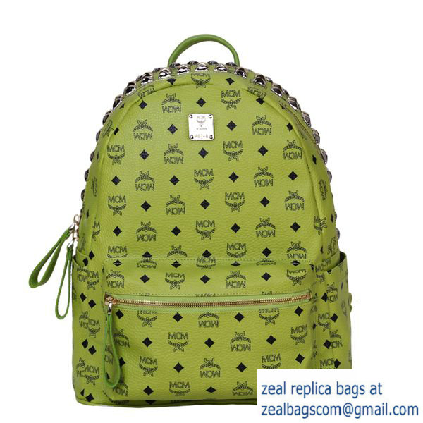 High Quality Replica MCM Medium Top Studs Backpack MC4232 Green - Click Image to Close